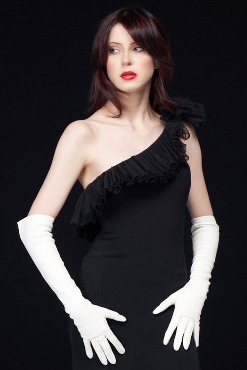 Alessandra - White, Elbow Length (12bt), Silk-Lined