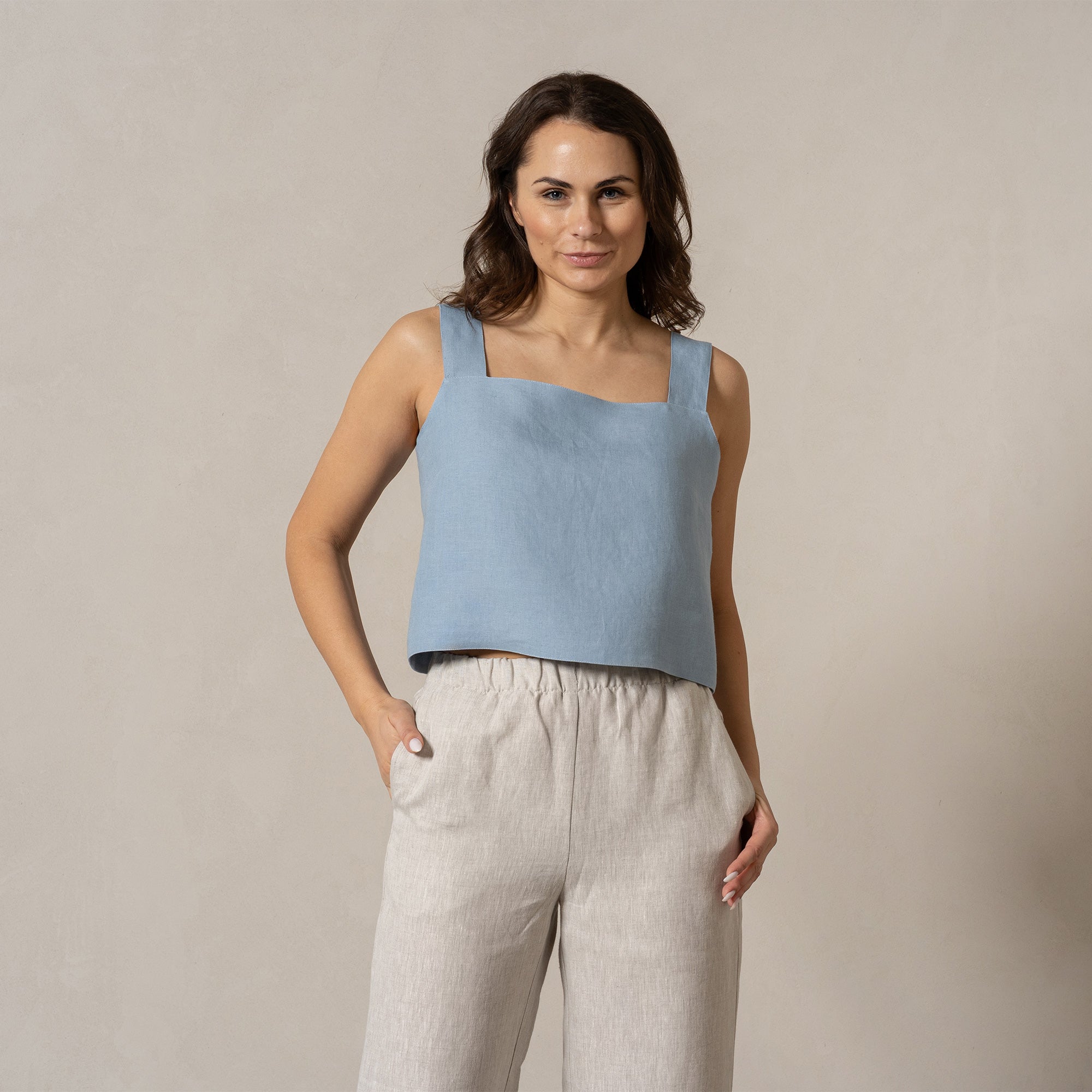 100% Linen Vacation Crop Top