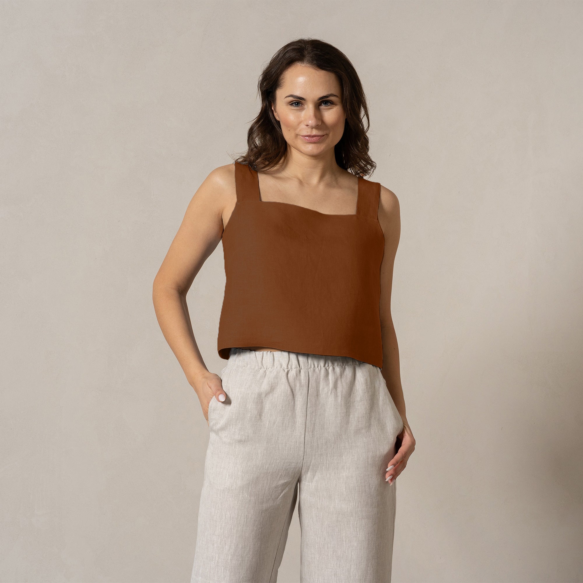 100% Linen Vacation Crop Top