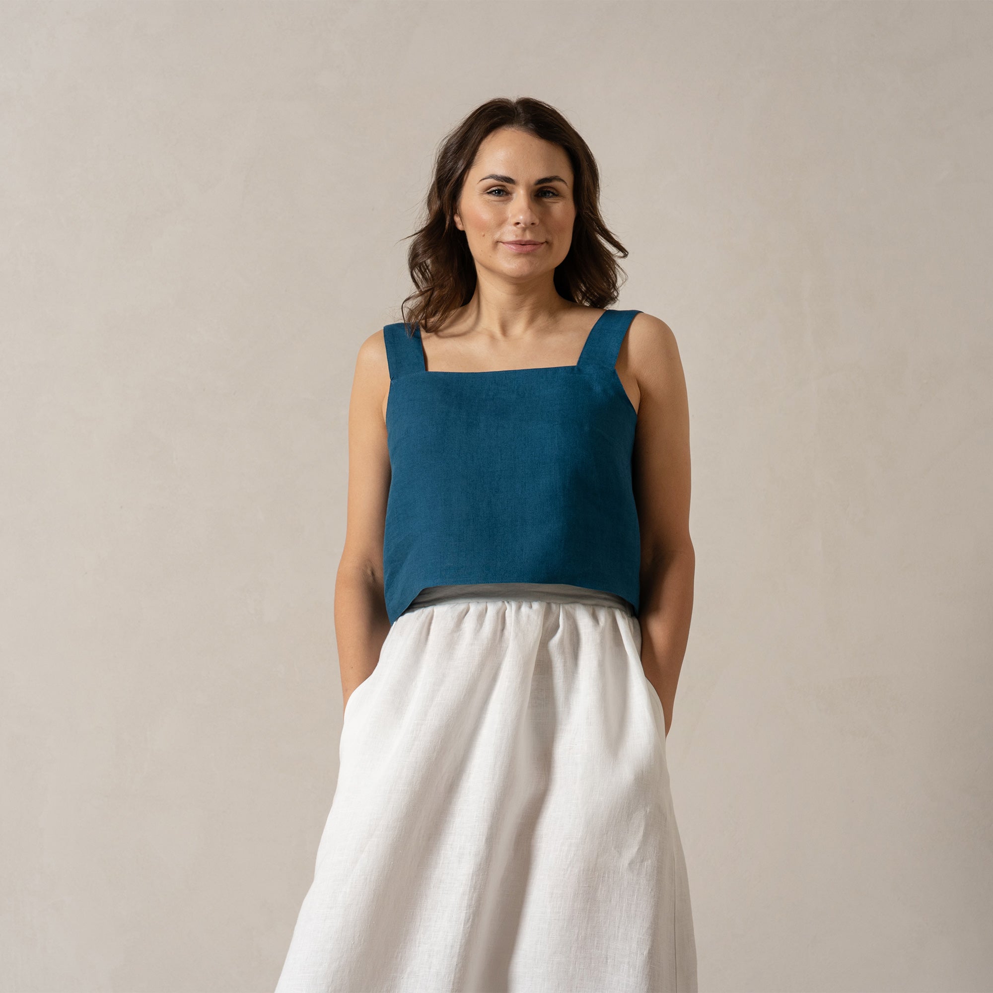 100% Linen Vacation Crop Top