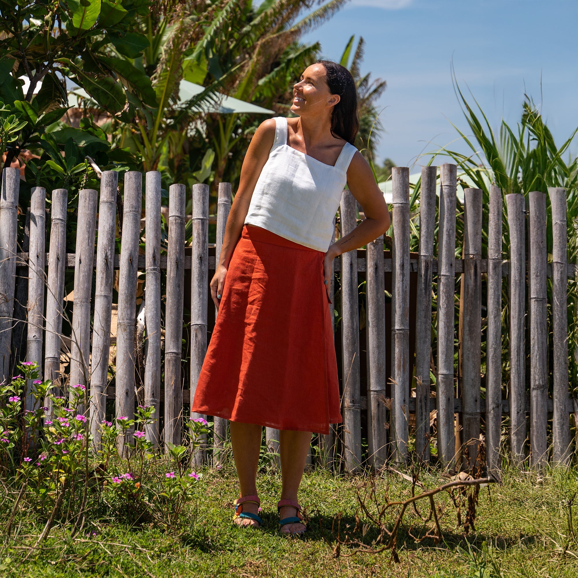 100% Linen Vacation Crop Top