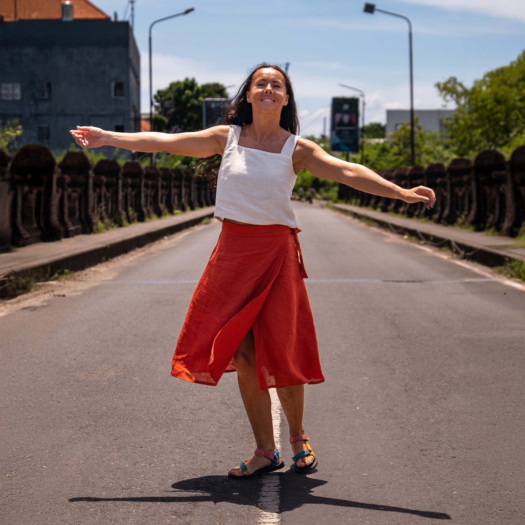 100% Linen Vacation Crop Top