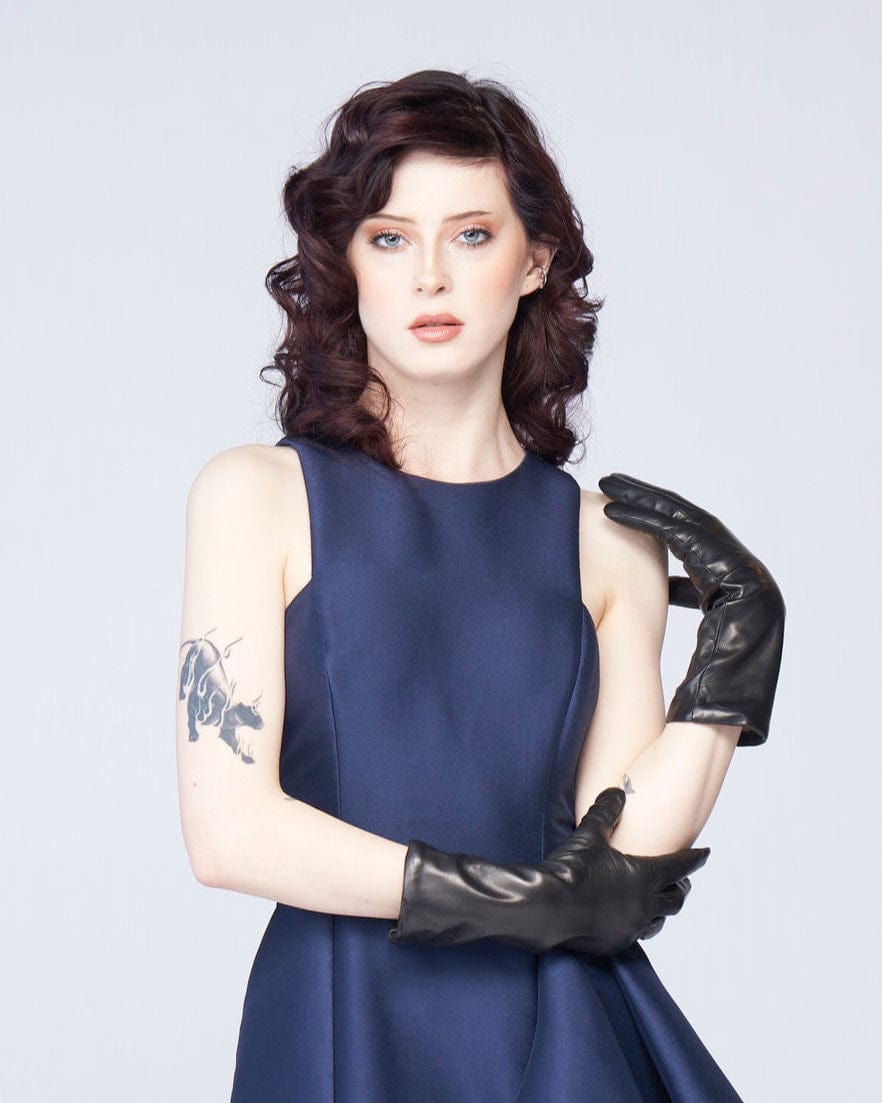 Almost Perfect Valentina - Black, Mid-Forearm Length (4bt), Cashmere-Lined, Size 7 (6a)